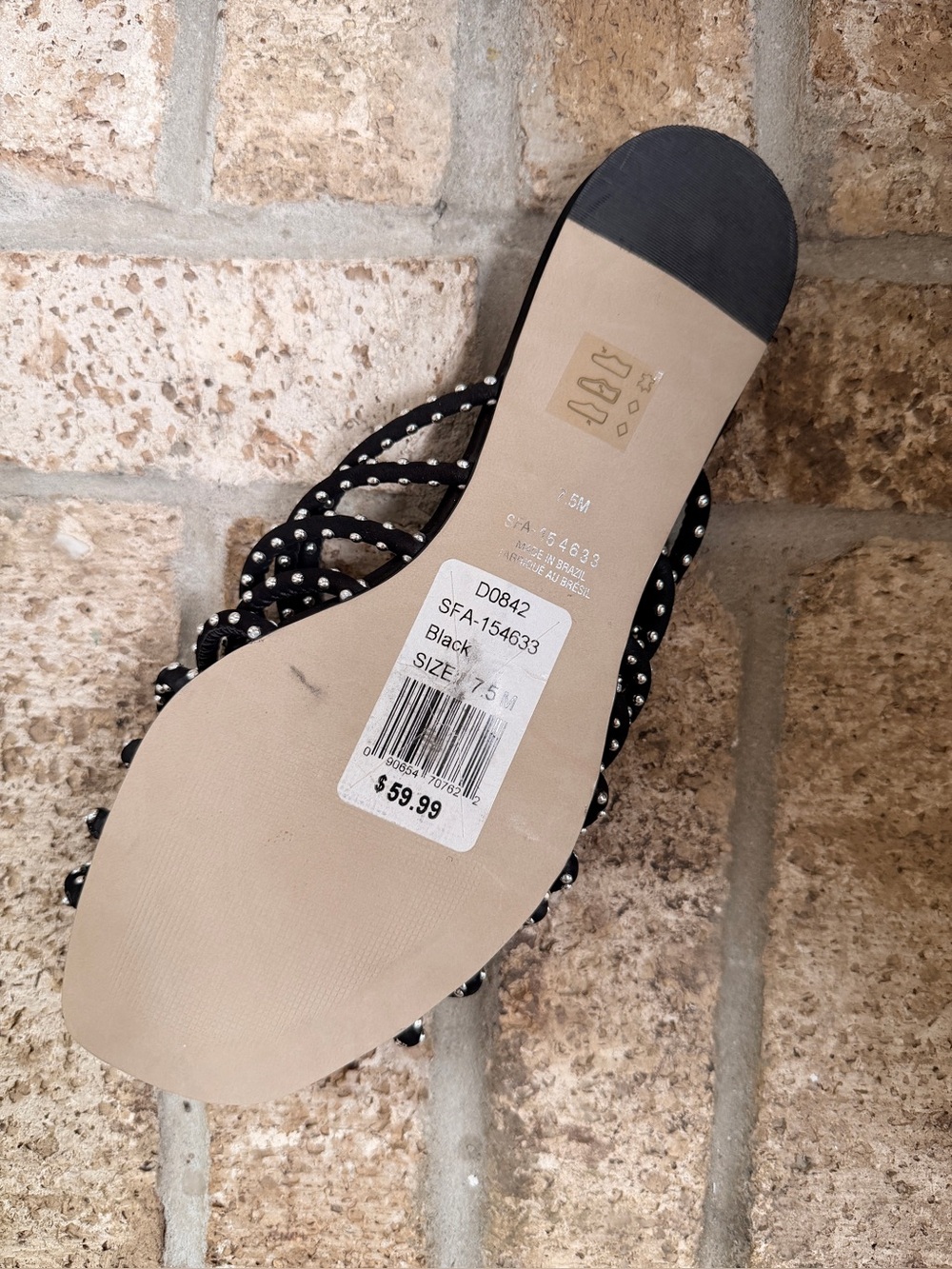 Saks Fifth Avenue Black Studded Knot-Strap Heels - Picture 5 of 6